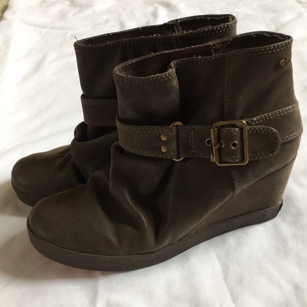 Brown wedge ankle booty